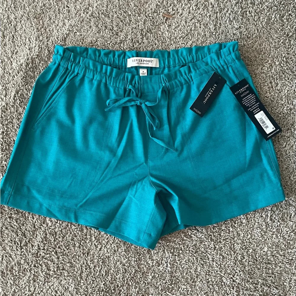 Liverpool Women's Teal Shorts- “Lake Blue” Comfy dressy/casual Shorts, size Med - Picture 1 of 16